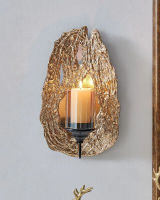  Danya B. Vivien 14" Abstract Gold Wall Candle Sconce with Glass Hurricane