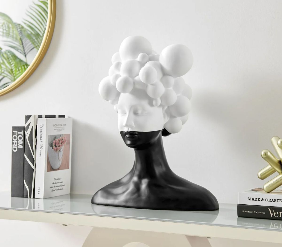  Finesse Decor The Hedy Matte Black & White Two Tone Sculpture