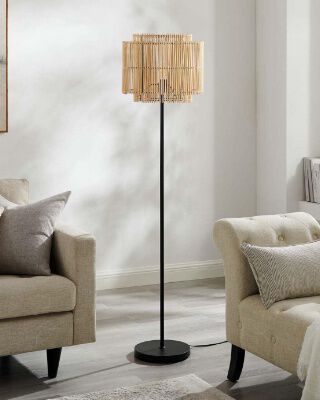 Modway Nourish 1-Light Modern Bamboo/Metal Floor Lamp in Natural