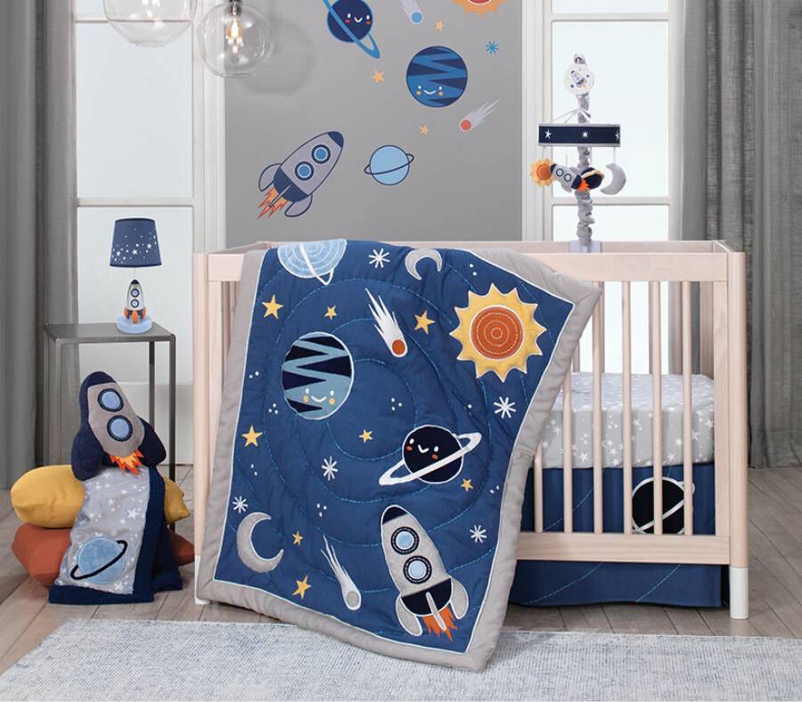 Lambs & Ivy Milky Way Space Galaxy 4-Piece Baby Nursery Crib Bedding Set
