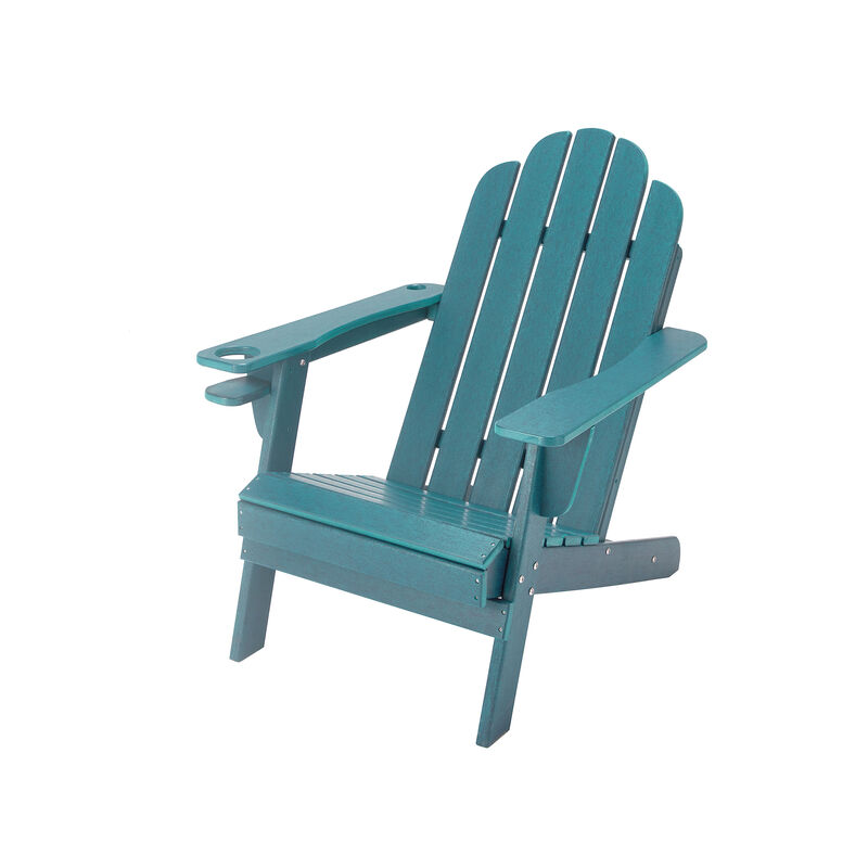 Traditional Curveback Plastic Patio Adirondack Chair with Cup Holder and umbrella holder Outdoor