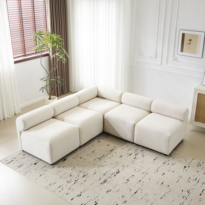 Christopher Knight Home Iansan Modern 5 Piece Chenille Modular Sectional Sofa with Rround Back