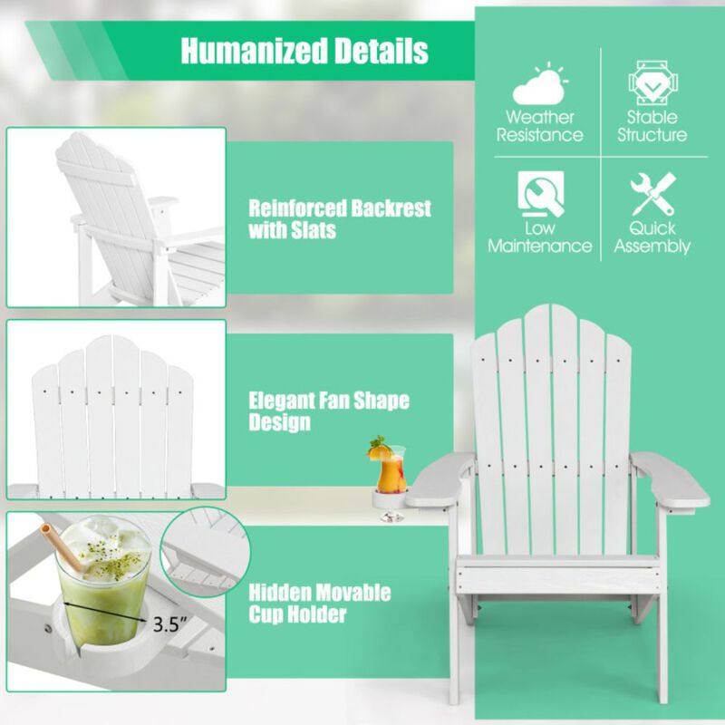 Hivago Weather Resistant HIPS Outdoor Adirondack Chair with Cup Holder