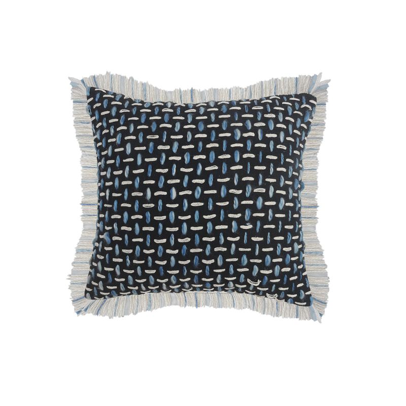 20" Black and Blue Interwoven Square Throw Pillow