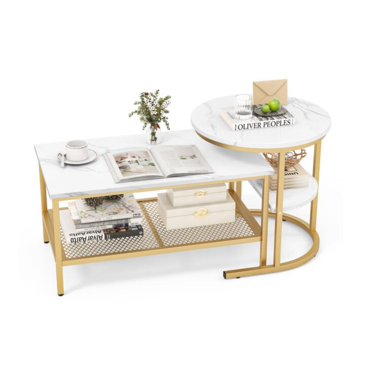 Hivvago Nesting Coffee Table with Extra Storage Shelf for Living Room