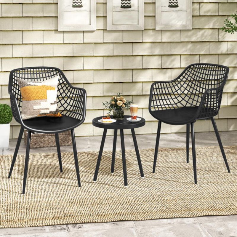 Hivvago 3 Piece Patio Chair Set with PP Seat and Tabletop for Porch