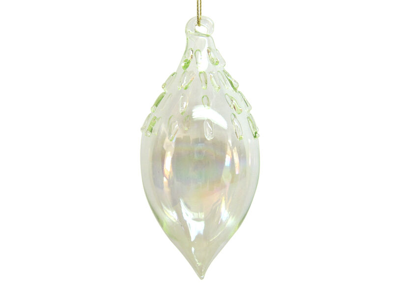 5" Aqua Blue Teardrop Finial Glass Christmas Ornament