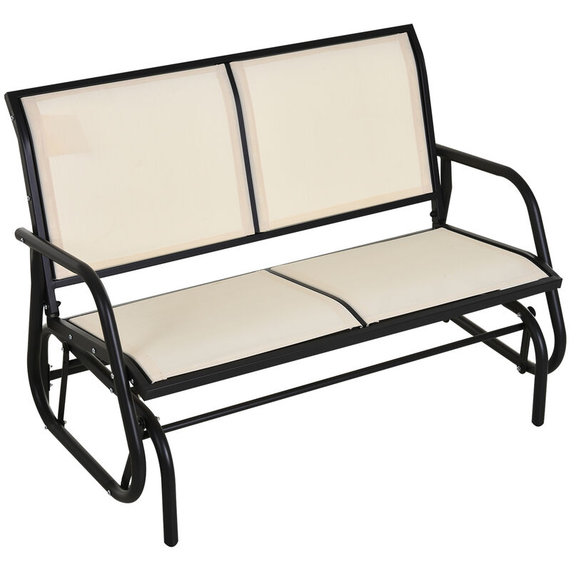 Outsunny 2-Person Outdoor Glider Bench, Patio Double Swing Rocking Chair Loveseat w/ Powder Coated Steel Frame for Backyard Garden Porch, Beige