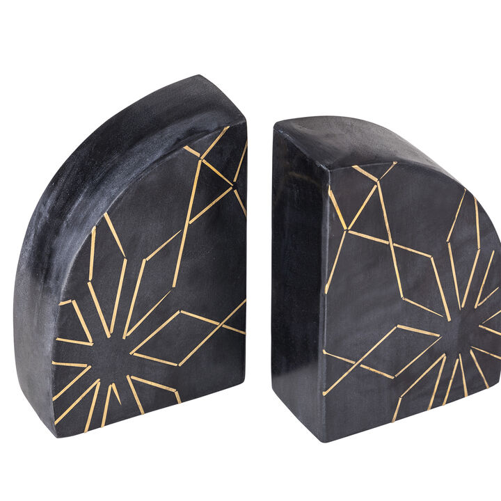 Enchant Black Marble Bookends, Set of 2