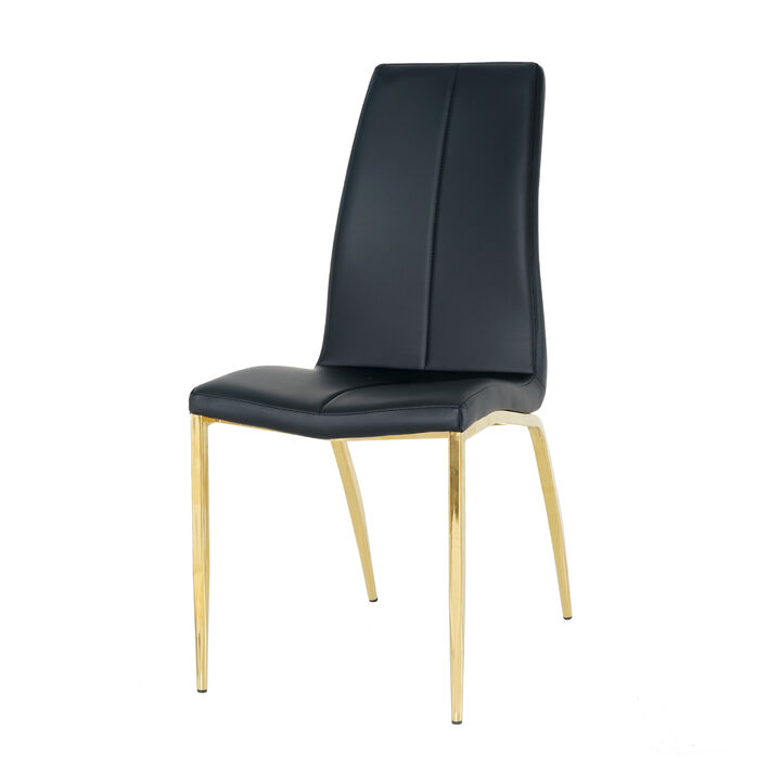 Modern Dining Chairs with Faux Leather Padded Seat Dining Living Room Chairs Upholstered Chair with gold Metal Legs Design for Kitchen, Living, Bedroom, Dining Room Side Chairs Set of 4