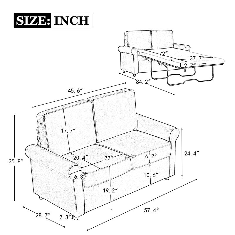 Merax Pull Out Sleeper Sofa Bed with Two USB Ports