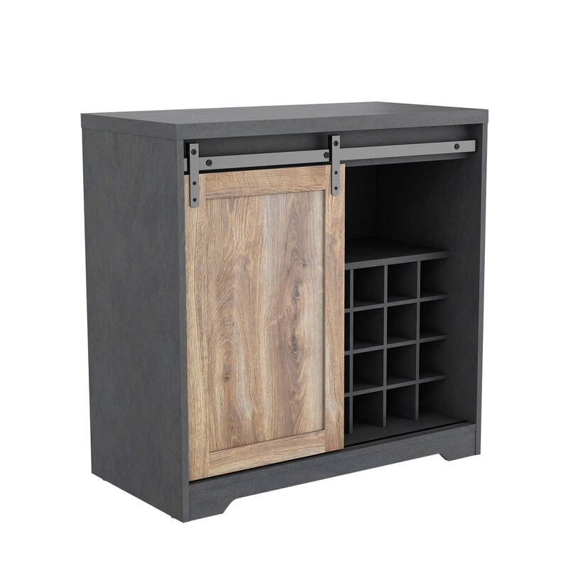 31 Inch Farmhouse Barn Door Bar Cabinet For Living Room, Dining Room