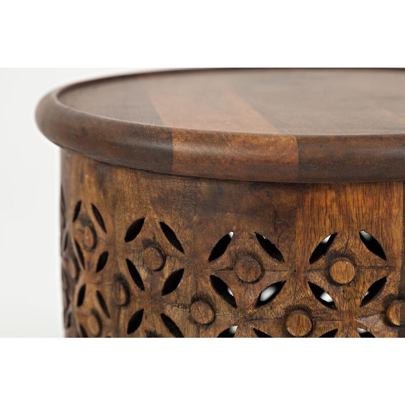 Jofran Distressed Hardwood Global Drum End Table