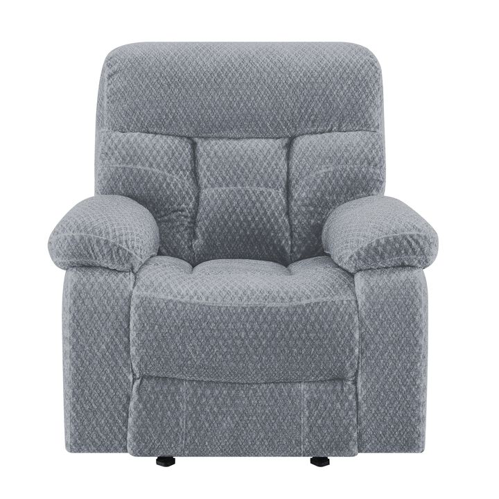 Charl 38 Inch Power Recliner Glider Chair, USB Charger Light Gray Polyester - Benzara