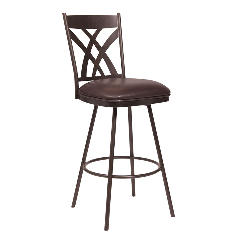 Dover  Counter Height Barstool in Auburn Bay and Brown Faux Leather