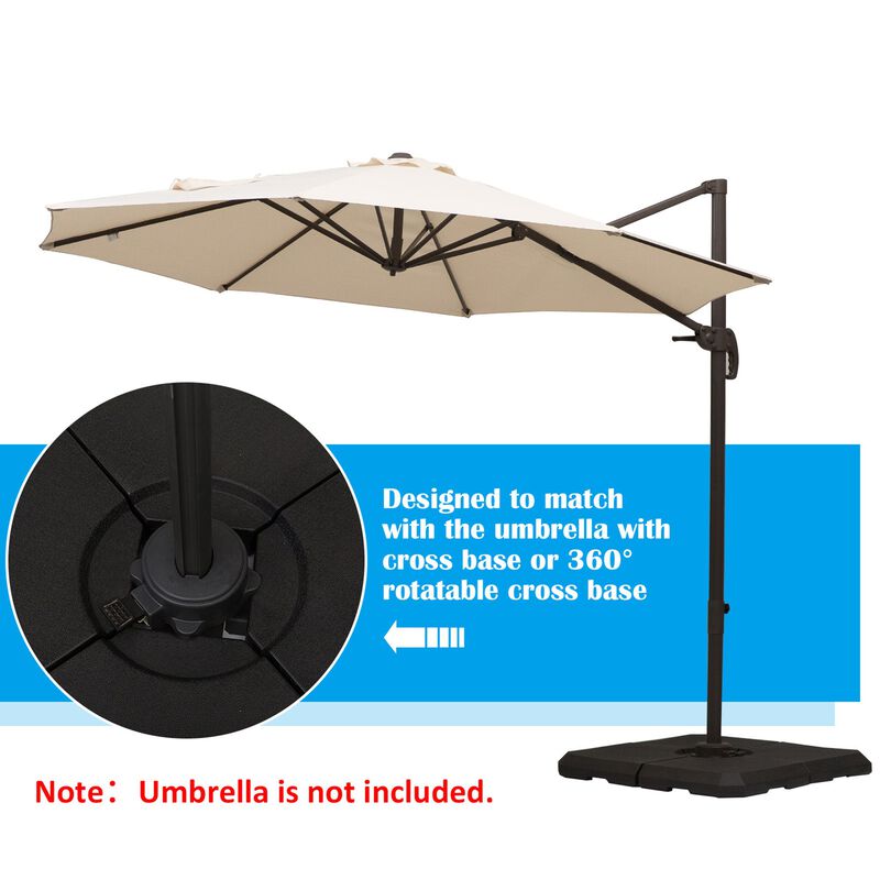 Cantilever Umbrella Base Stand Holder with Channel Grooves for Powerful Support  4-Piece  Black