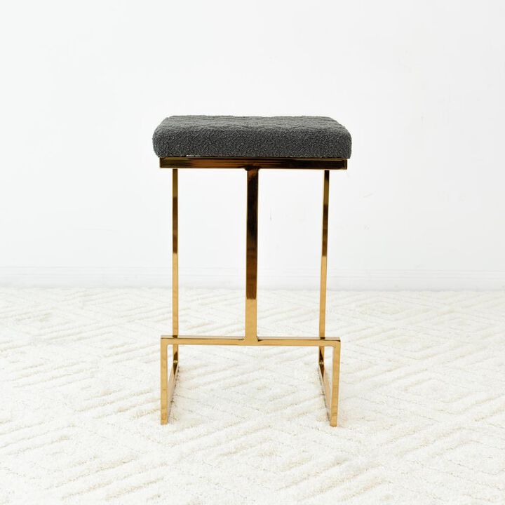 Ashcroft Furniture Co Joel Mid Century Modern Luxury Upholstered Stool