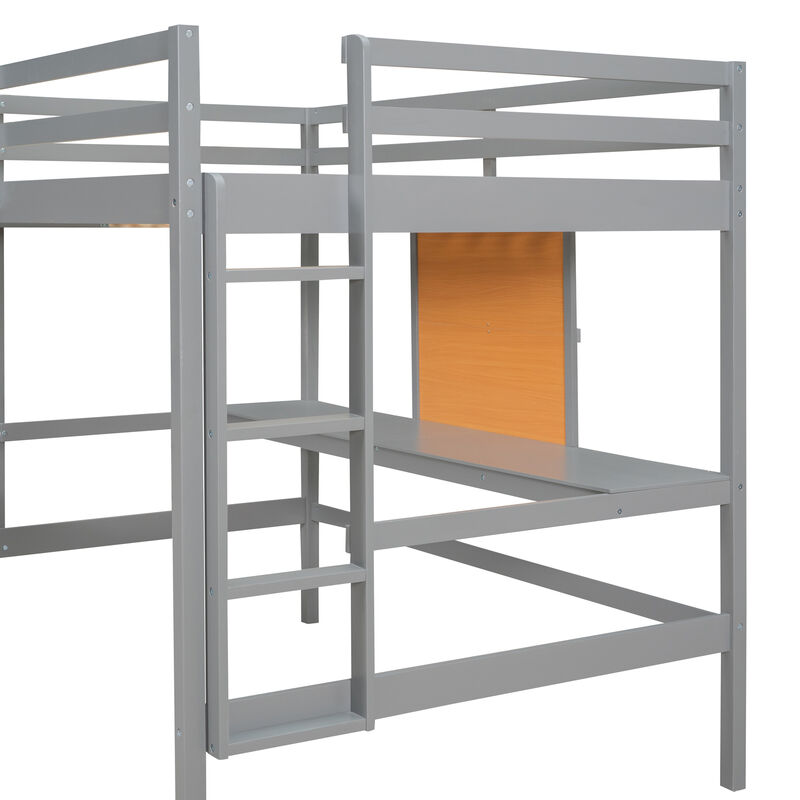 Merax Modern  Wooden Loft Bed with Desk