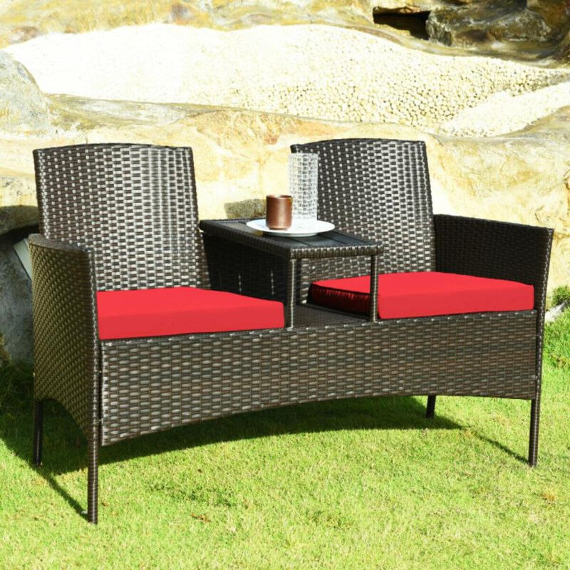 Hivvago Patented Modern Patio Set with Built-in Coffee Table and Cushions