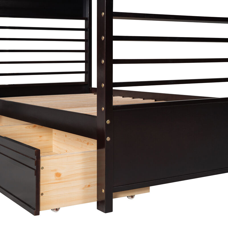 Merax Solid Wood Bunk Bed with Two Storage Drawers