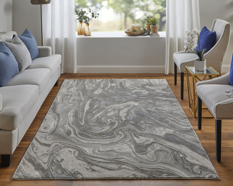 Prasad 3894F Gray/Ivory/Silver 10' x 13'2" Rug