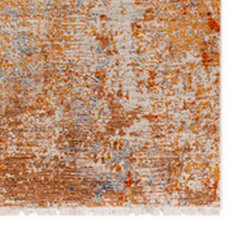 5 x 8 Modern Area Rug, Abstract Paint Art Design, Soft Fabric, Orange Brown - Benzara