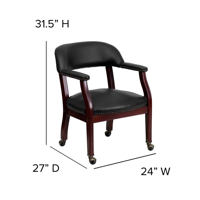 Flash Furniture Sarah Black Vinyl Luxurious Conference Chair with Accent Nail Trim and Casters