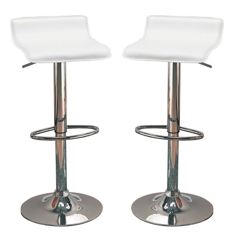 Contemporary Backless Seat Bar Stool, White ,Set of 2-Benzara