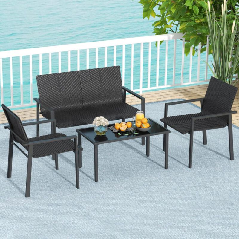 Hivvago 4 Pieces Patio Furniture Set with Heavy Duty Galvanized Metal Frame