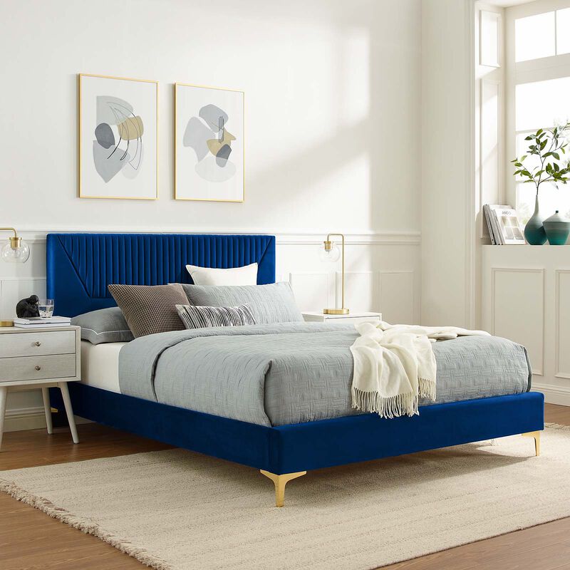 Modway - Yasmine Channel Tufted Performance Velvet Twin Platform Bed