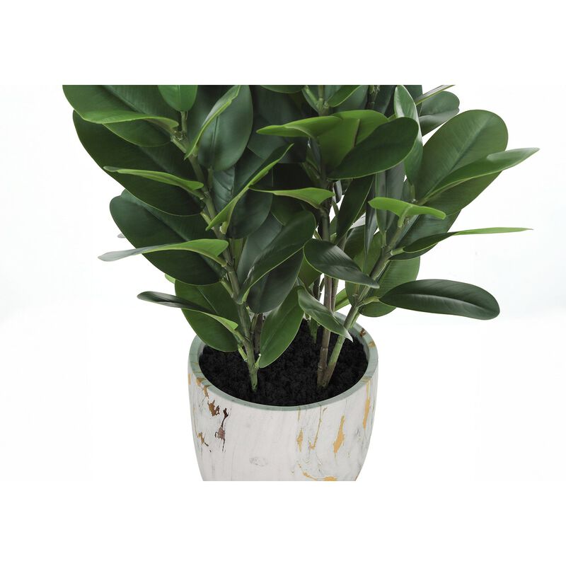 Monarch Specialties I 9507 - Artificial Plant, 31" Tall, Garcinia Tree, Indoor, Faux, Fake, Floor, Greenery, Potted, Real Touch, Decorative, Green Leaves, White Cement Pot