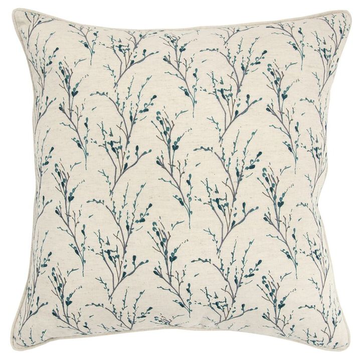 Homezia Teal Tiny Floral Buds Throw Pillow