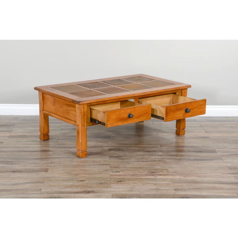 Sunny Designs Sedona 49 Transitional Wood Coffee Table in Rustic Oak