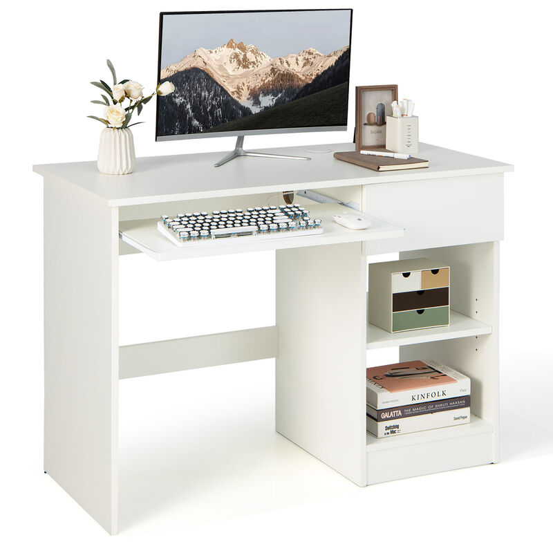 Costway Computer Desk Home Office Workstation Study Laptop Table w/Keyboard Tray Drawer