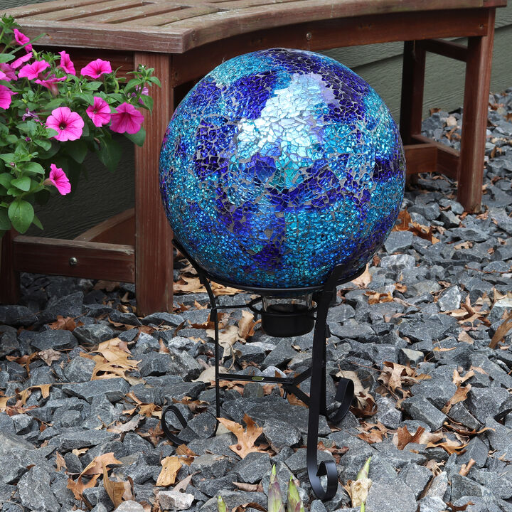 Sunnydaze Deep Ocean Swirl Crackled Glass Gazing Globe - 10 in