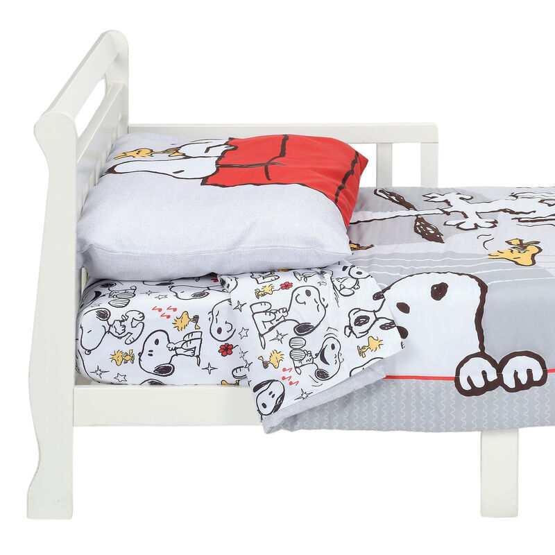 Bedtime Originals Snoopy Love 4-Piece Toddler Bedding Set - Gray/Red/White