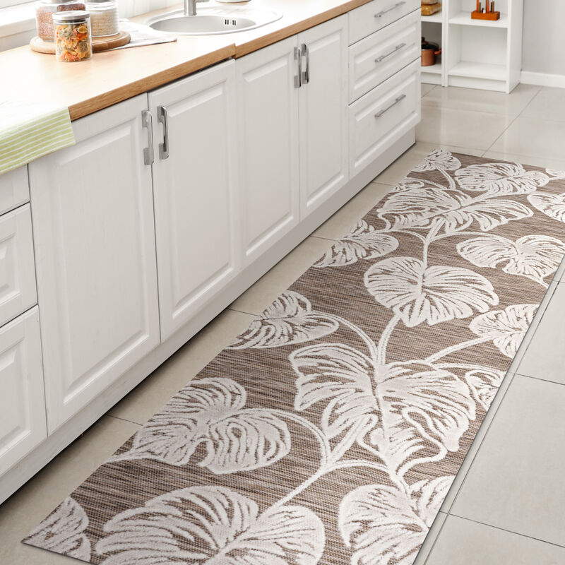 Tobago High-Low Two Tone Monstera Leaf Area Rug