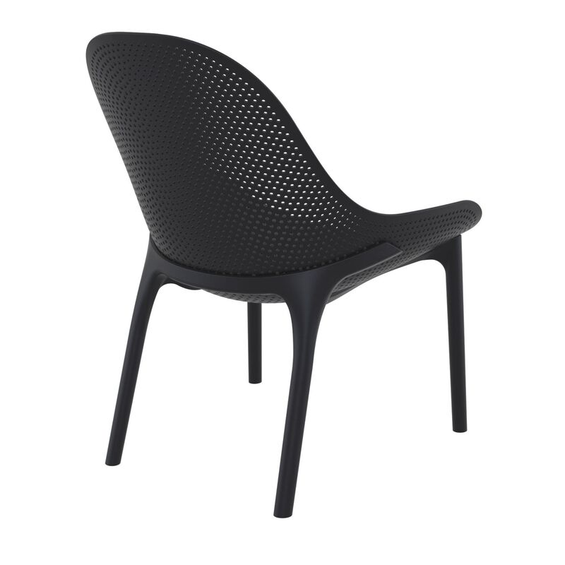 32.75" Black Solid Patio Lounge Chair