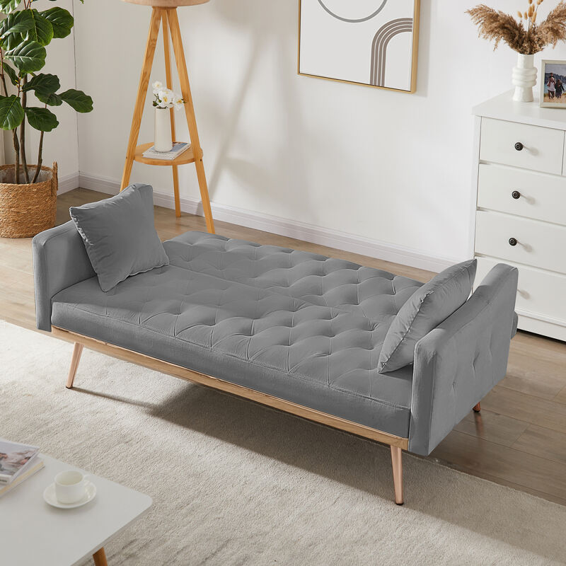 GREY VELVET SOFA BED