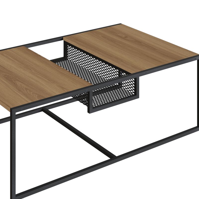 Kybele Brown and Iron Mesh Middle Shelf Coffee Table