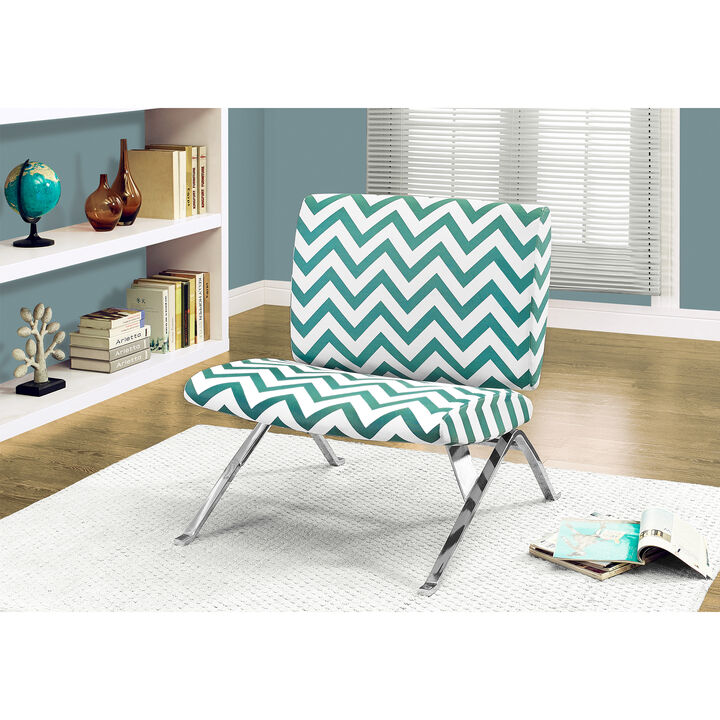 Monarch Specialties I 8136 Accent Chair, Armless, Fabric, Living Room, Bedroom, Fabric, Metal, Green, Chrome, Contemporary, Modern