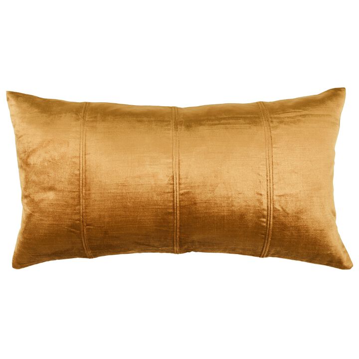 Chad 26 Inch Velvet Decorative Lumbar Throw Pillow, Plush, Copper-Benzara