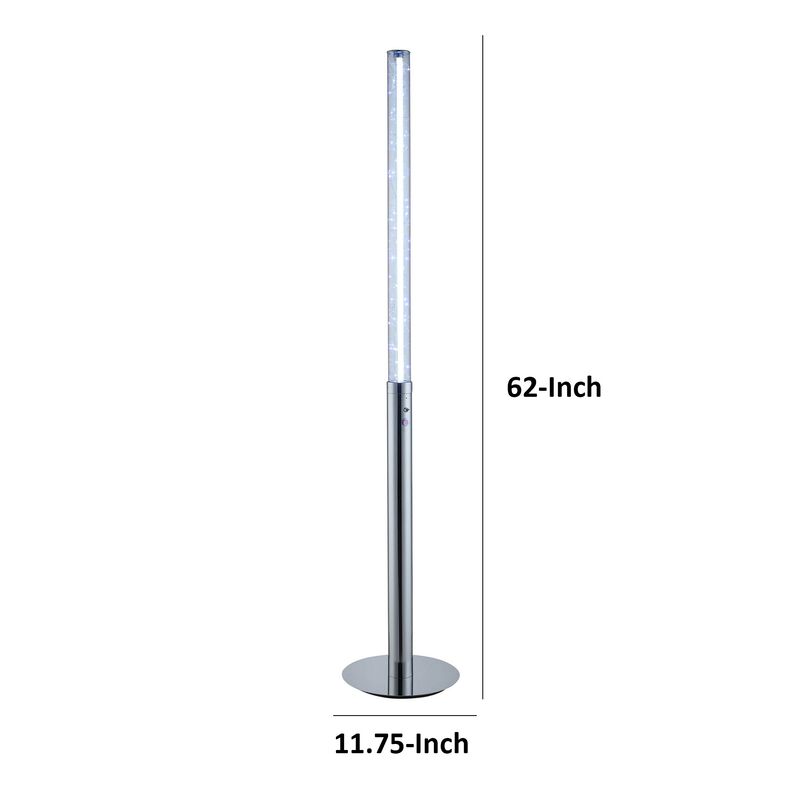 62 Inch Floor Lamp, Modern Cylindrical Design, Tall Round Chrome Base-Benzara