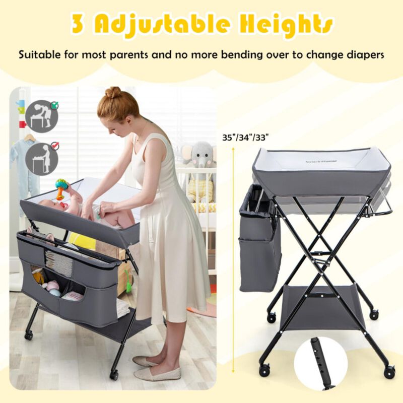 Portable Adjustable Height Newborn Nursery Organizer  with wheel