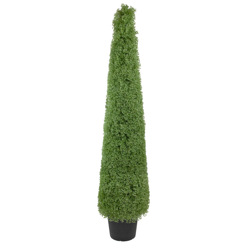 6' Artificial Boxwood Cone Topiary Tree with Round Pot  Unlit