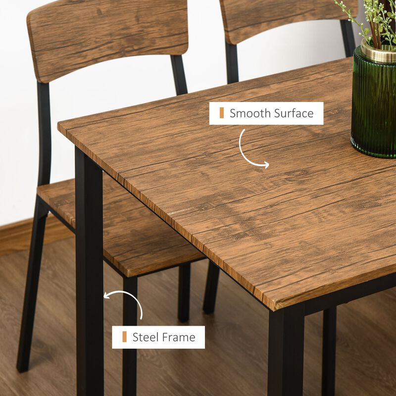 Industrial Chic Dining: 5-Piece Dark Walnut Table & Chairs Set