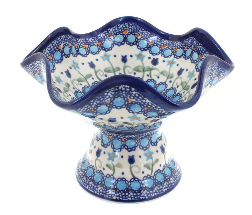 Blue Rose Polish Pottery Savannah Pedestal Candy Dish