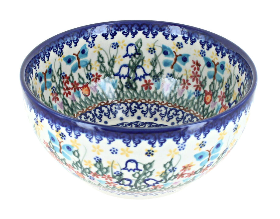 Blue Rose Polish Pottery Holiday Pine Cereal/Soup Bowl