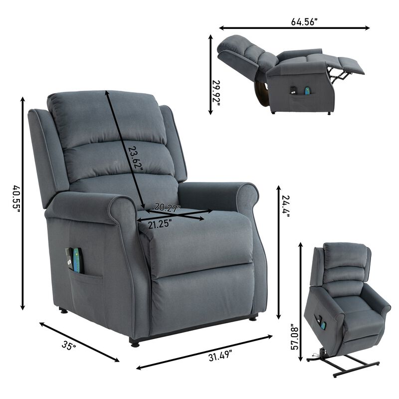 MONDAWE Chenille Fabric Power Lift Recliner Chair for Elderly with 8-Point Massage and Remote Control