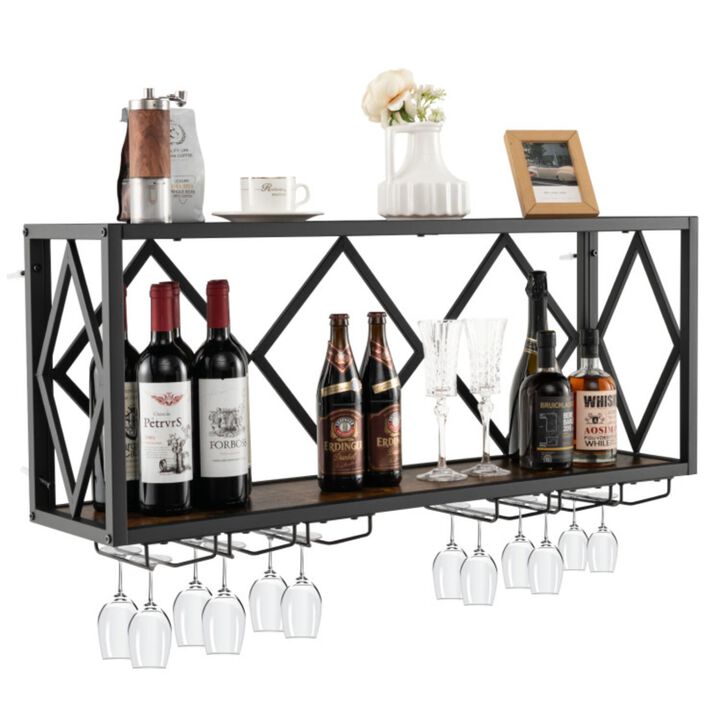 Hivvago Wall Mounted Wine Rack for 39 Bottles and 12 Glasses